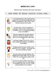 English Worksheet: Where do they live?