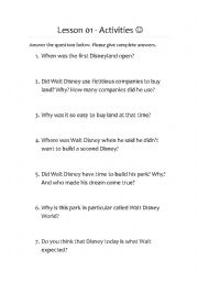 English Worksheet: Disney lesson