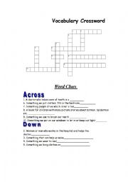 English Worksheet: crossword - fun to learn new vocabulary