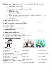 English Worksheet: What sports suit you