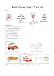 English Worksheet: a/an