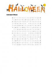 English Worksheet: Halloween word search