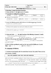 English Worksheet: 8th form mid term test1