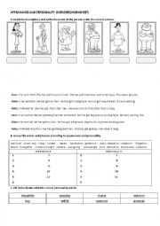 English Worksheet: appearances and personality worksheet