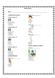 English Worksheet: Numbers, parts of the body and animals