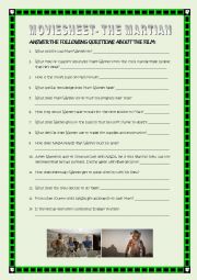 English Worksheet: Moviesheet - The Martian (with key)