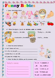 2 Pages Activity worksheet Funny Babies