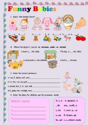 English Worksheet: 2 Pages Activity worksheet Funny Babies