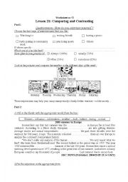 English Worksheet: comparing and contrasting