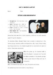 English Worksheet: Steve Jobs reading