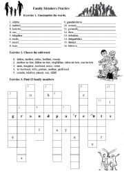 English Worksheet: Family members practice