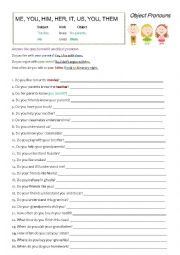English Worksheet: Object Pronouns