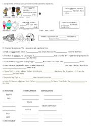 English Worksheet: ADJECTIVES-COMPARATIVE AND SUPERLATIVE FORMS