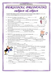 English Worksheet: GRAMMAR REVISION - personal pronouns 2