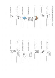 English Worksheet: classroom objects