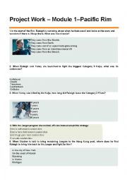 English Worksheet: Pacific Rim - Movie Quiz