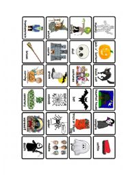 English Worksheet: Halloween Memory Game