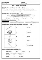 English Worksheet: 1MS test1 - Second generation typology