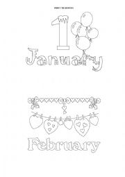 English Worksheet: PAINT THE MONTHS