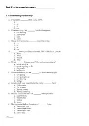 English Worksheet: Grammar Test 