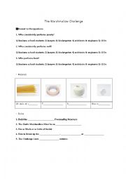 English Worksheet: The Marshmallow Challenge