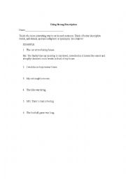 English Worksheet: Descriptive Sentences