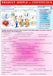 English Worksheet: Grammar PRESENT SIMPLE vs CONTINUOUS  + exercices