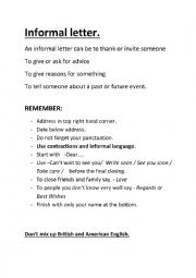 English Worksheet: Informal letter