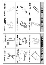 school objects flashcards for students