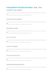 English Worksheet: questions with do / does