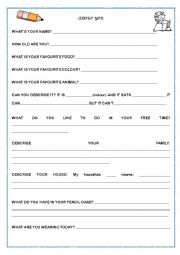 English Worksheet: ABOUT YOU