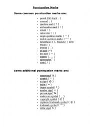 English Worksheet: Punctuation Marks