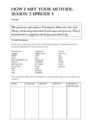 English Worksheet: How I met your mother : S2 E5. Lilys and Barneys apartment (flat)