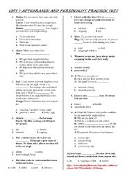 English Worksheet: Appearance and Personality (7.1 English Route Teog Ready Test)