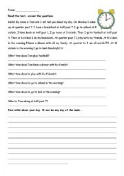 English Worksheet: Toms Day