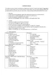 English Worksheet: How to write an opinion essay + example