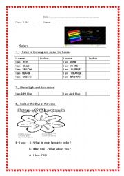 English Worksheet: colours