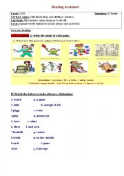 English Worksheet: talk about likes and dislikes/ hobbies