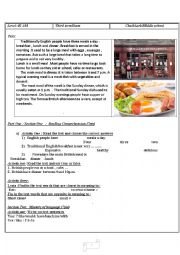 English Worksheet:  meals 