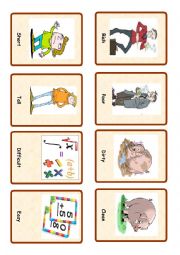 English Worksheet: Opposites ( set of cards 2)