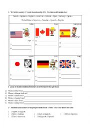 English Worksheet: Countries, nationalities and verb to be