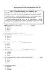 English Worksheet: Natural resources, Types of pollution, passive voice