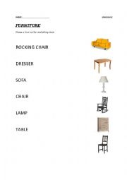 English Worksheet: Furniture matching 