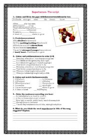 English Worksheet: Superheroes-The script