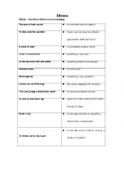 English Worksheet: Idioms