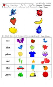 English Worksheet: Primary Colors PreSchool - Kinder