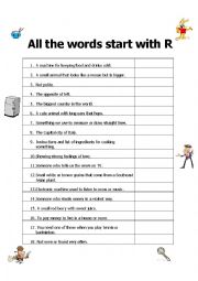 English Worksheet: All the Words Start with R