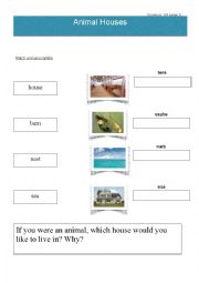 English Worksheet: Animal houses