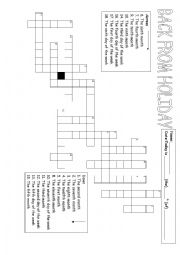 crossword days of the week and months