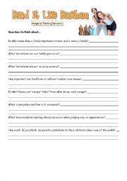 English Worksheet: Bend It Like Beckham Previewing Discussion